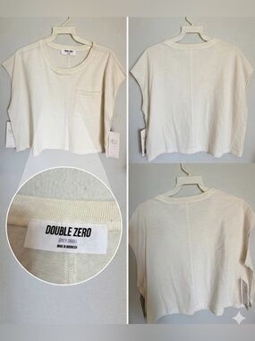 Double Zero Off-White Cropped Pocket Tee
